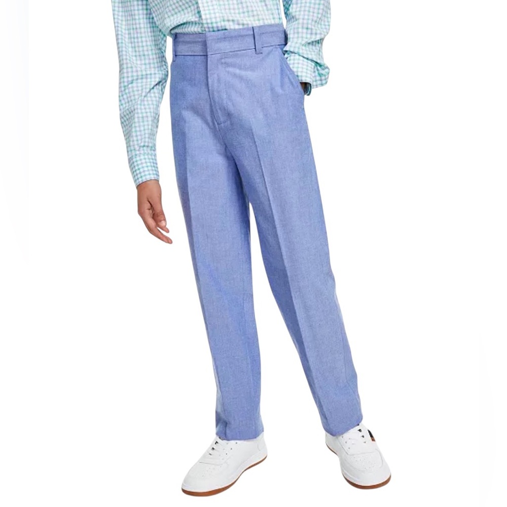 NWT Tommy Hilfiger Big Boys Creased Front Oxford Dress Pants Blue Size 16